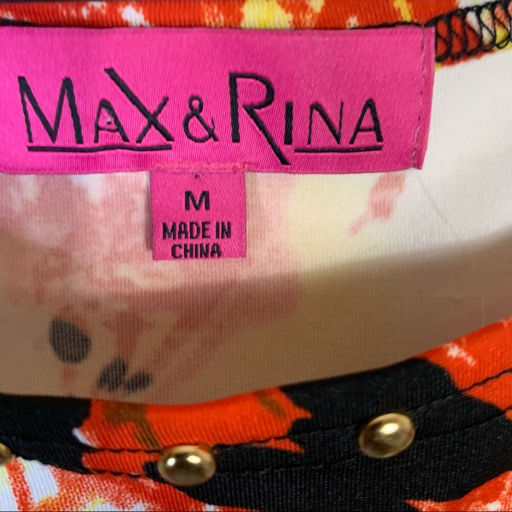 Max & Rina Multi Color Print‎ Blouse Medium - Picture 3 of 4